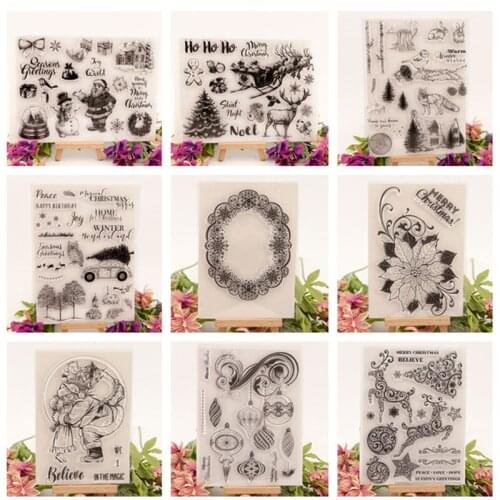 Special Merry Christmas Flowers Transparent Clear Stamps for Scrapbooking DIY Silicone Seals Photo Album Paper Maker Decor