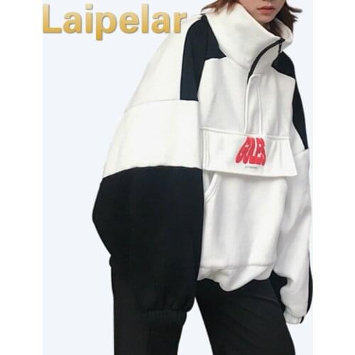 Laipelar Oversize Sweatshirt Tops Women Fashion Loose Pop Black Hoodies Women Pullover Female Harajuku Sweat Femme