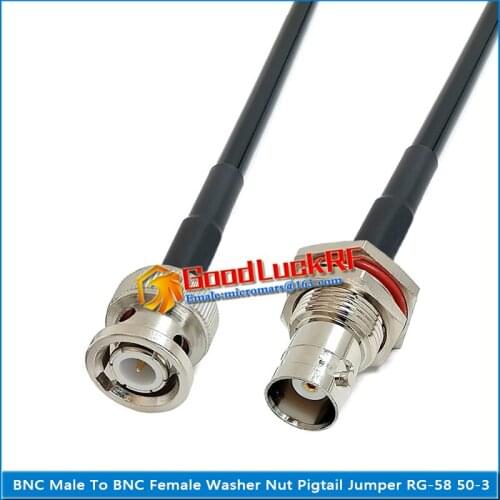 Q9 BNC Male To BNC Female O-ring Bulkhead Panel Mount Nut Connector Pigtail Jumper RG-58 RG58 3D-FB Extend cable 50 Ohm low loss