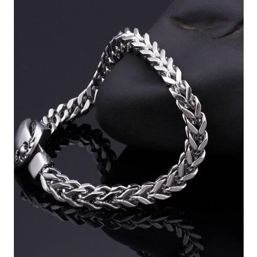 Domineering mens titanium steel bracelet Double twist chain atmospheric chain bracelet Classic retro bracelet