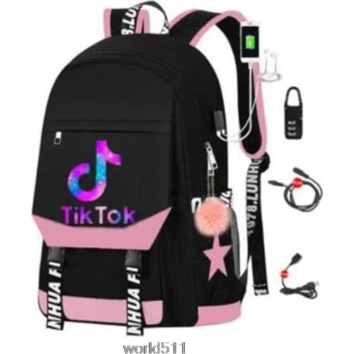 Tik Tok Backpack Women Men School Bags for Teenage Boys USB Charge Back Pack Large Capacity Tik Tok Teen Bagpack Birthday Gift