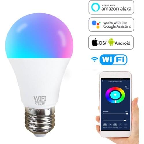 Wifi Light Bulb Color Change Support Alexa Voice Control Lamp Cloud Intelligence Led 220v E27 B22 Chandelier Lighting Rgb Lamp