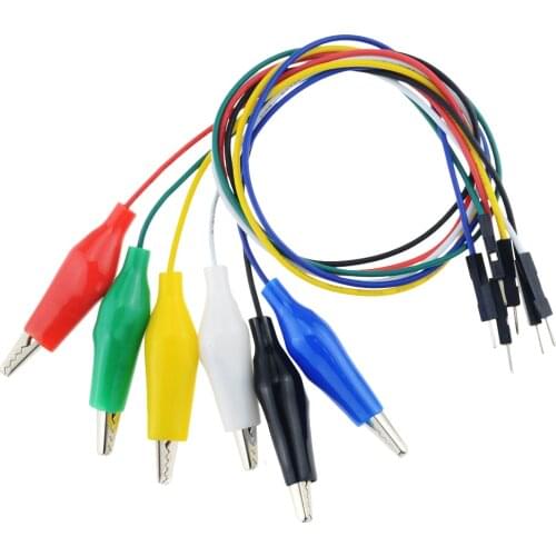 6PCS Wire Length 30CM Color Alligator Test Clip to Male Wire Jumper Cable Bundle Medium Crocodile Clip Test Line Plastic