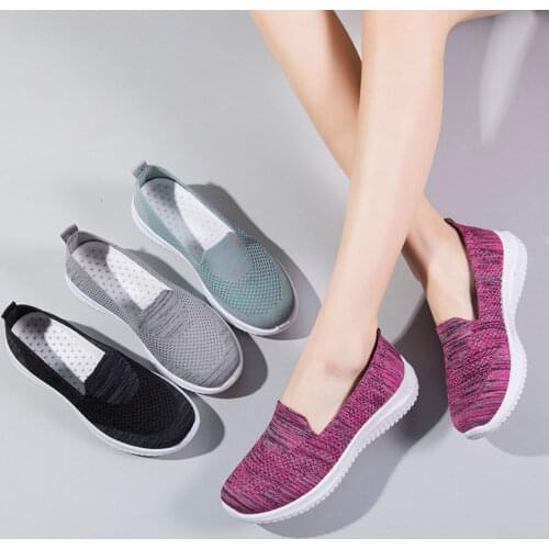 Women Loafers Knit Cotton Shoes Office Flat Shoes Sneakers Nurse Ladies Ballet Flats Chaussure Femme Women Vulcanized Shoes