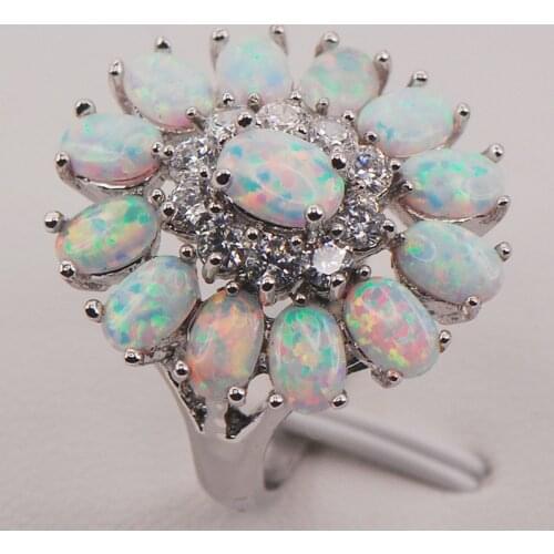 White Fire Opal Australia 925 Sterling Silver Woman Jewelry Ring Size 6 7 8 9 10 11 F577