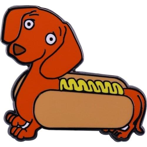 Dachshund Hard Enamel Pin Whats cuter than a sausage dog wrapped in a hotdog bun
