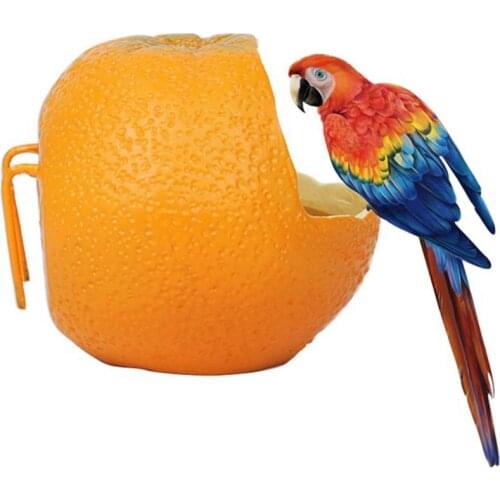 1pc Bird Parrot Feeder Cage Cute Orange Shaped Holder Cage Accessories Hanging Basket Container Toys Pet Bird Supplies