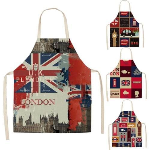 1 Pcs Kitchen Apron Vintage Cartoon Transport Women Sleeveless Aprons for Men Women Home Cleaning Tools