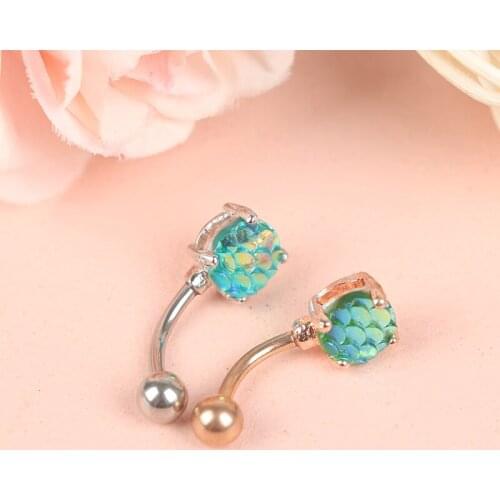 1PC Fashion Colorful Fish Scale Belly Button Ring Women Body Piercing Jewelry