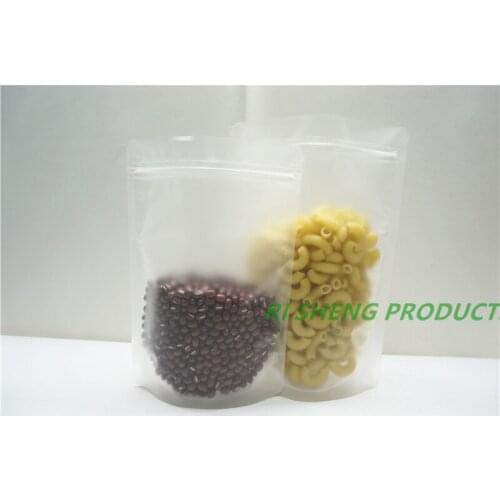 100pcs 18x26cm Matte Clear Stand up ZipLock Bags Reusable frosted surface Plastic packaging pouch zipper clip seal food storage