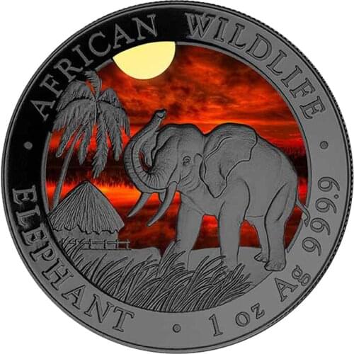 13cm x 12.9cm For Sunset Silver Coin Somalia Elephant Graffiti Car Stickers Vinyl Car Wrap Decal Personality Decor