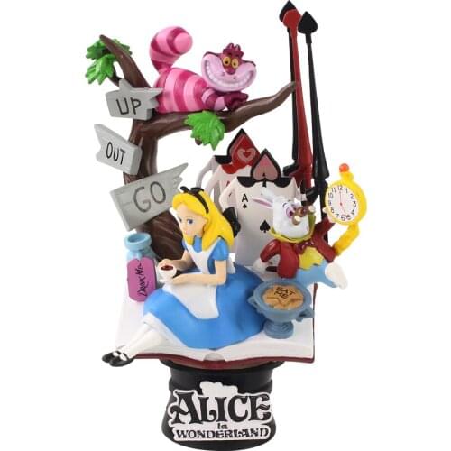 16cm Alice in Wonderland Princess Animals Cheshire Cat White Rabbit Clock PVC Action Figure Model Toy Kids Gift Brinquedos