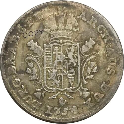 1754 Austrian Netherlands 1/2 Ducaton Maria Theresia Cupronickel Plated Silver Collectibles Copy Coin
