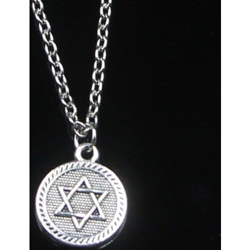 20pcs 15mm Star Of David Shield Of David Necklace Short Long DIY Handmade Pendant Necklace Women Men Fashion Jewelry Gift