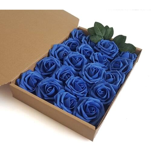 20PCS 15Color DIY Wedding Bouquet Artificial Rose With Storage Box Silk Fake Flower PE Foam Rose Wedding Car Decor Wedding Decor