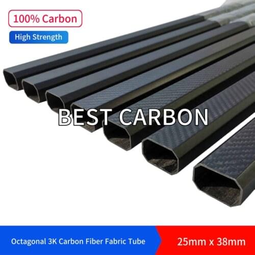 25mm x 38mm x 850mm High Quality Octagonal 3K Carbon Fiber Fabric Wound/Winded/Woven Tube Carbon Tail Boom