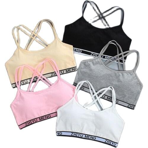3/5Pcs Teen Girls Clothing Training Bras Puberty Young Girls Cotton Children Sport Underwear Teenagers Student Camisole Vest Set