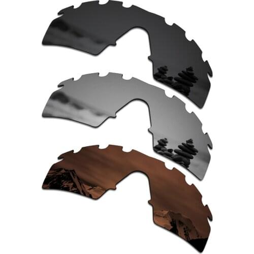 SmartVLT 3 Pieces Polarized Sunglass Replacement Lenses for Oakley M Frame Strike Vented Black & Silver Titanium & Amber Brown