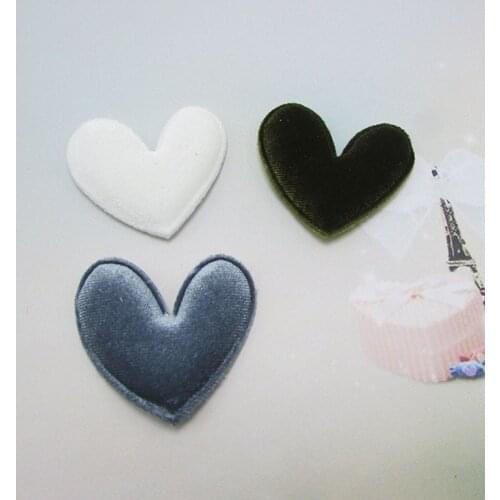 Sew on Mix Color 4.8*4.8cm heart Padded Patches Appliques For Clothes DIY Hair Decoration