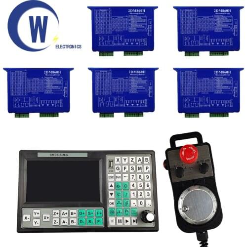5-axis CNC kit SMC5-5-N-N motion control system 2dm860h stepper motor driver CNC controller nema34 motor control system