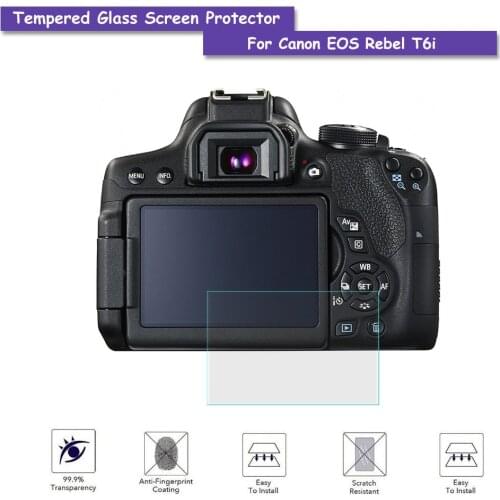 9H Tempered Glass LCD Screen Protector Shield Real Glass Film for Canon EOS Rebel T6i Camera Accessories