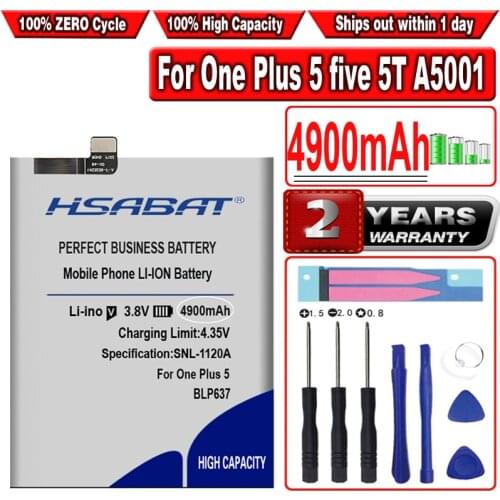 HSABAT BLP637 4900mAh Battery for Oneplus 5 for One Plus 5 five 5T A5001 A5010