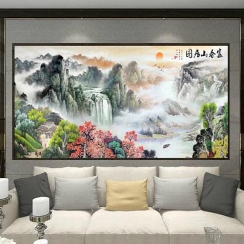Diamond Embroidery Mosaic Painting Cross Stitch Full Dwelling in the Fuchun Mountains Landscape Painting DIY 5D Decoration Gift