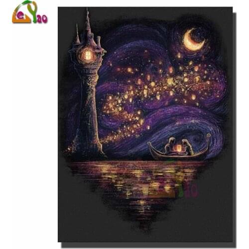 Diamond Painting 5D DIY Cross Stitch Full Square Round Drill Embroidery Home Decor Lanterns of Hope,Lighthouse,Starry Stars,Moon