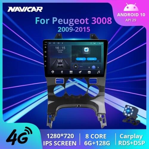 2din Android 10.0 Car Radio For Peugeot 3008 Car Multimedia Player Autoradio 2009 2011 2012-2015 Car DVD Player GPS Navigation
