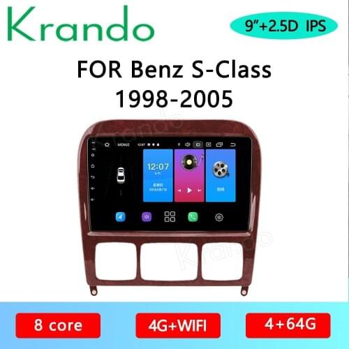 Krando Android 10.0 9" IPS Full Touch Car Multimedia Radio Benz S Class W220 S55-280-320-350-400-430-500-600 1998-2005 Audio GPS