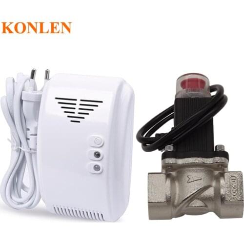 Standalone natural / LPG gas detector with DN15 electrovalve for automatic valve shut off