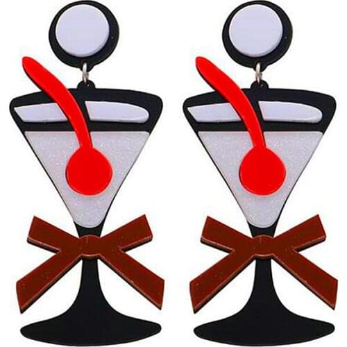 Big Cute Cocktail Goblets Acrylic Drop Earrings For Women Geometric Long Dangle Earrings Fashion Earring Brinco Jewelry Gifts