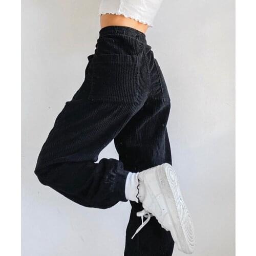Plus Size Sweatpants Harajuku Loose Trousers Cuteandpsycho Streetwear Joggers Women Corduroy Pants Y2k Vintage Casual Aesthetic