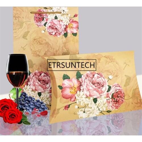 Large Peony flower box gift box large kraft pillow boxes for scarf packaging, pillow shape gift boxes for wedding 50set/lot