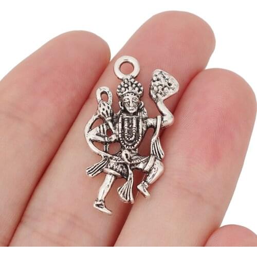 10 x Silver Color Vishnu Indian God Charms Pendants Beads for Necklace Jewelry Making Accessories 32x19mm
