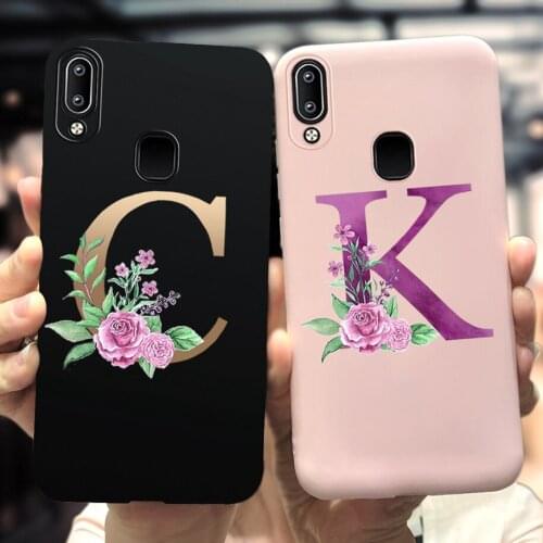 For Cover Vivo Y91 Y91C Case 6.22 inch Cute Letters Pink Black Matte Bumper For Vivo Y91C 2020 1820 VivoY91 Y 91 Soft Back Cover