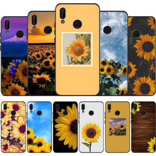 Sunflower black soft Phone Case for huawei P40 P30 P20 P10 Pro lite P9 Lite nova 4E 6SE Psmart 2019 Y6 9 Prime