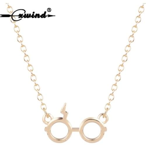 Cxwind Hollow Pendant Necklaces for Women Lightning Scar Glasses Necklaces & Pendants Chains Statement Necklace Gift collares