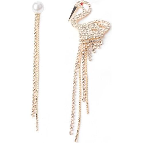 Long Asymmetric Pearl Liusu Earrings Fashion Trend Rhinestone Earrings Earrings Earrings Jewelry Earrings