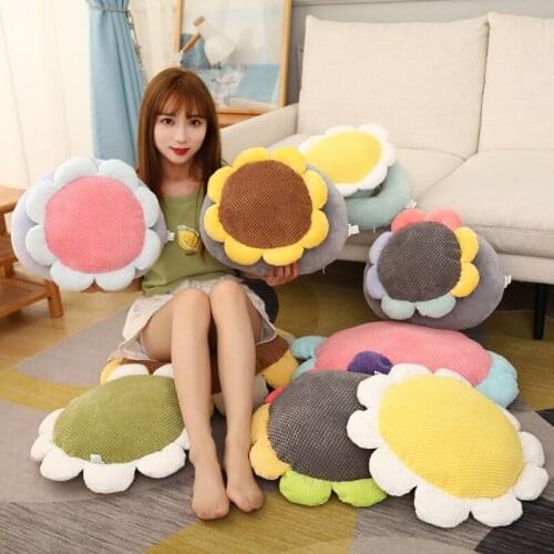 40-60cm Kawaii Colorful Flower Plush Toy Soft Cartoon Plant Stuffed Doll Game Mat Chair Cushion Sofa Nap Pillow Kids Lovers Gift