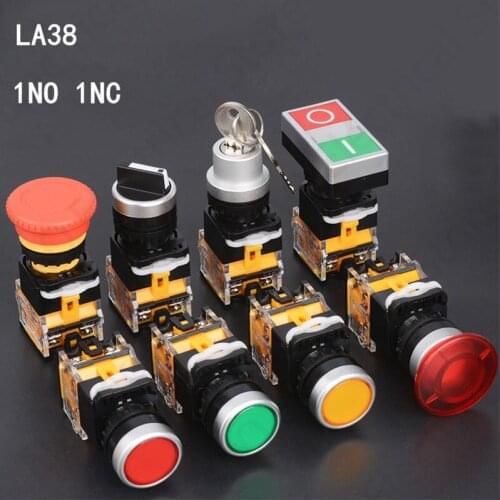 Button switch LA38 self reset self-locking emergency stop rotary inching switch start control switch mushroom waterproof button