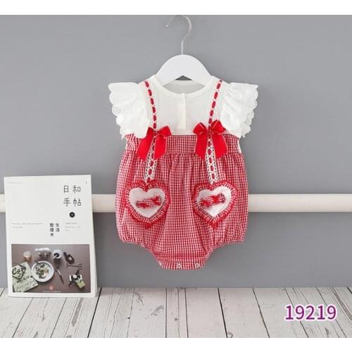 0-24M Summer New Plaid Newborn Girls Bodysuit One-pieces Baby Jumpsuits Cotton Baby Girls Clothes With Bows L779