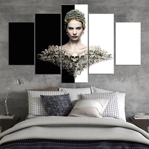 Framework Modular Pictures Cuadros 5 Panel Beautiful Girl Poster Canvas Painting Living Room Wall Art Printed Decoration
