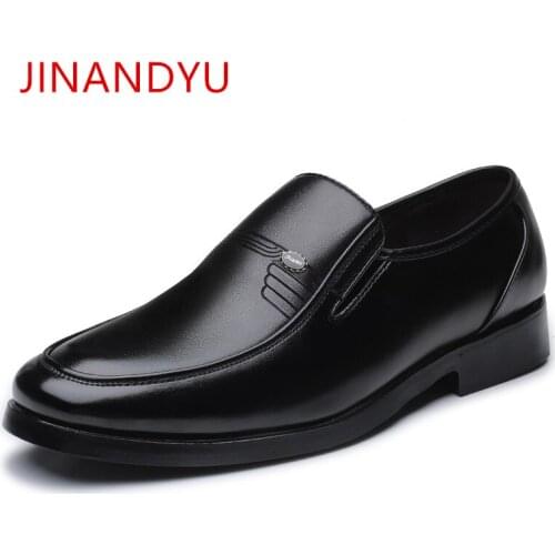 Size 38-48 JINANDYU brand PU Leather Fashion Men Business Dress Shoes Men Loafers Black Oxford Breathable Formal Wedding Shoes
