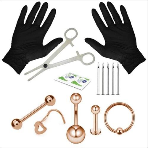 JINGLANG Mixing Combination Of a Variety Of Tongue And Eyebrow Combo Piercing Tool Set, Piercing Jewelry Set Combo