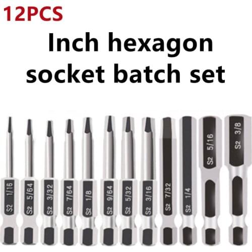 12PCS 50mm Inch Hexagonal Electric Bit Screwdriver Wrench Set Tool Strong Magnetic Electric Drill Bit