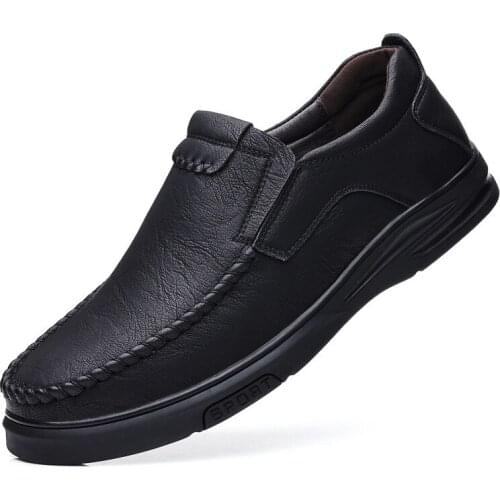 2021 Newly Mens Genuine Leather Shoes Head Leather Soft Anti-slip Driving Shoes Man Spring Leather Shoes