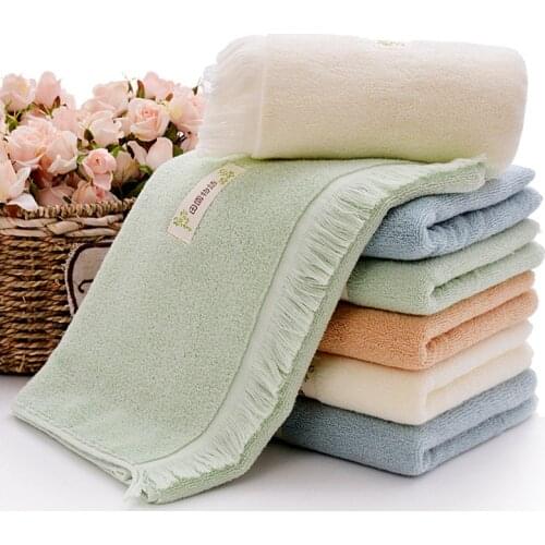 Solid Color Tassel Face Towel Pure Cotton Good Absorbent Soft Towels Household Rectangle Simple Towel for Home Bathroom Travel