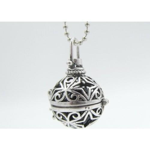 Antique Silver Plated changeable Locket Pendant with 16mm Belly Ball DIY Engelsrufer Necklace Diffuser and Glow Fashion Jewelry