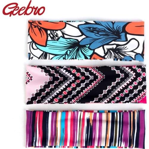 Geebro Bohemia Korean Style Print Women Hairbands Fashion Pattern Female Headbands Knit Soft Floral Head Wrap Hair Accessories